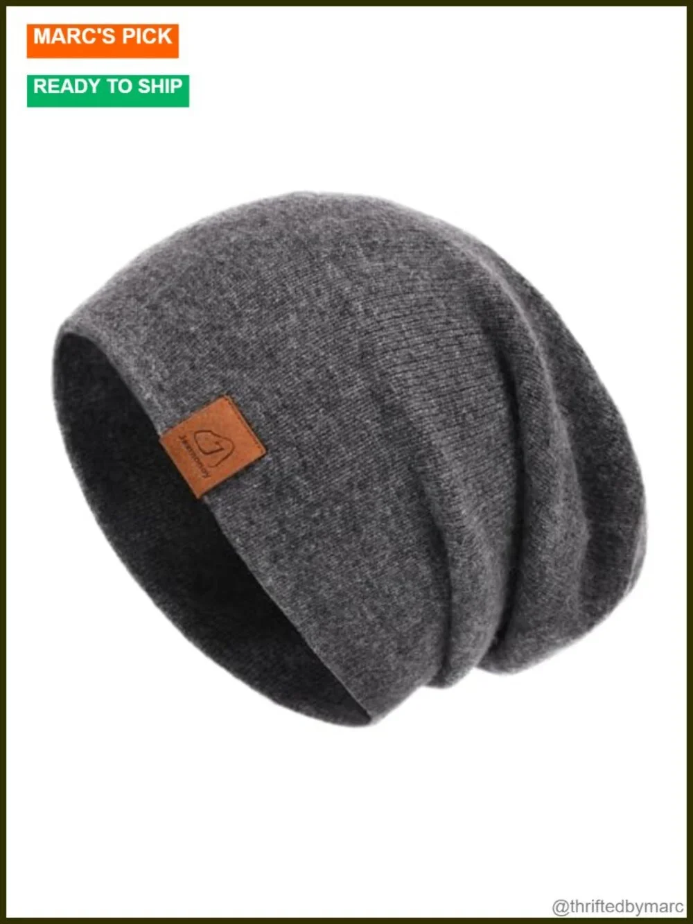 Slouchy Knit Beanie Reversible Winter Hat Soft Warm Unisex Cuffed Skull Cap